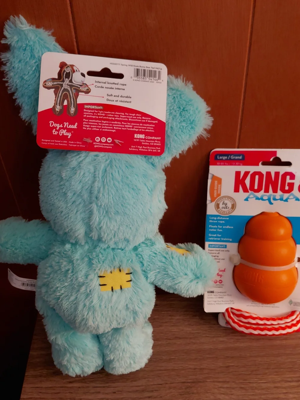 Kong Dog Toys Large Orange Kong Aqua & Teal Medium Wild Knots Bunny Bear New